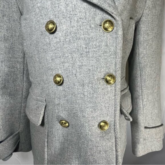 J. Crew Double Breasted Stadium Cloth by Nello Gori Pea Coat Light Gray Size 14 - Picture 4 of 11